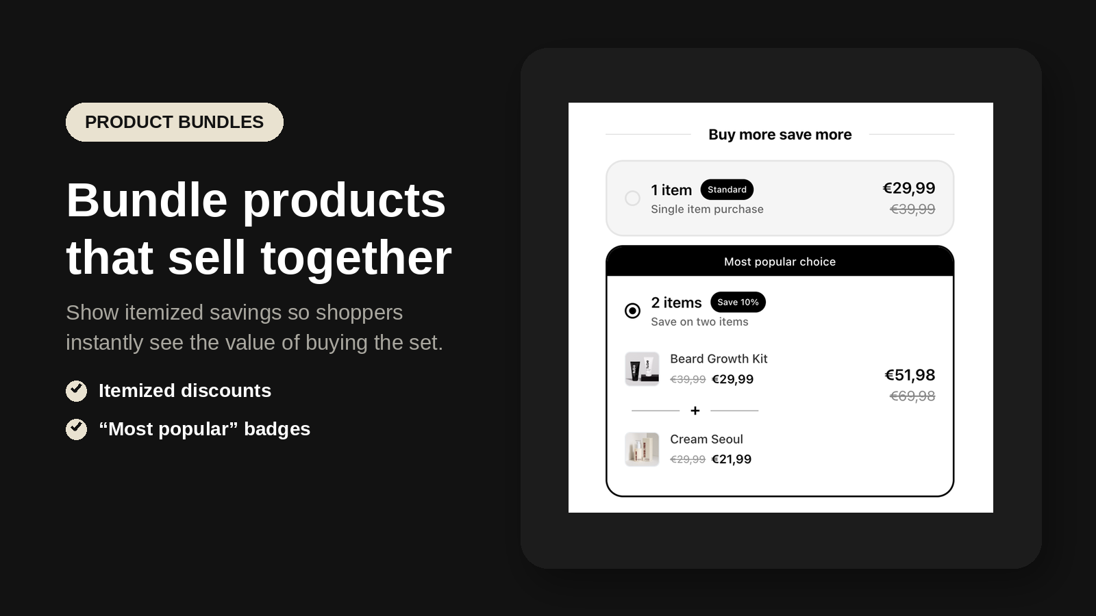 Two-item product bundle widget